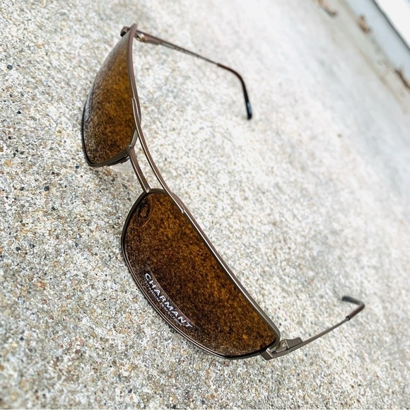 Charmant Polarized Brown Tinted Lenses Double Bridge Titanium Frame Sunglasses - Picture 6 of 15